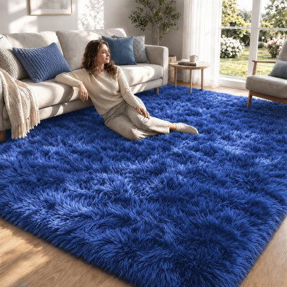 8x10 Area Rugs for Living Room: Soft Black Fluffy Rug Shag Washable Rug Plush Fuzzy Indoor Carpet for Bedroom Nursery Playroom Girls Boys Kids Room (Black, 8'x10')