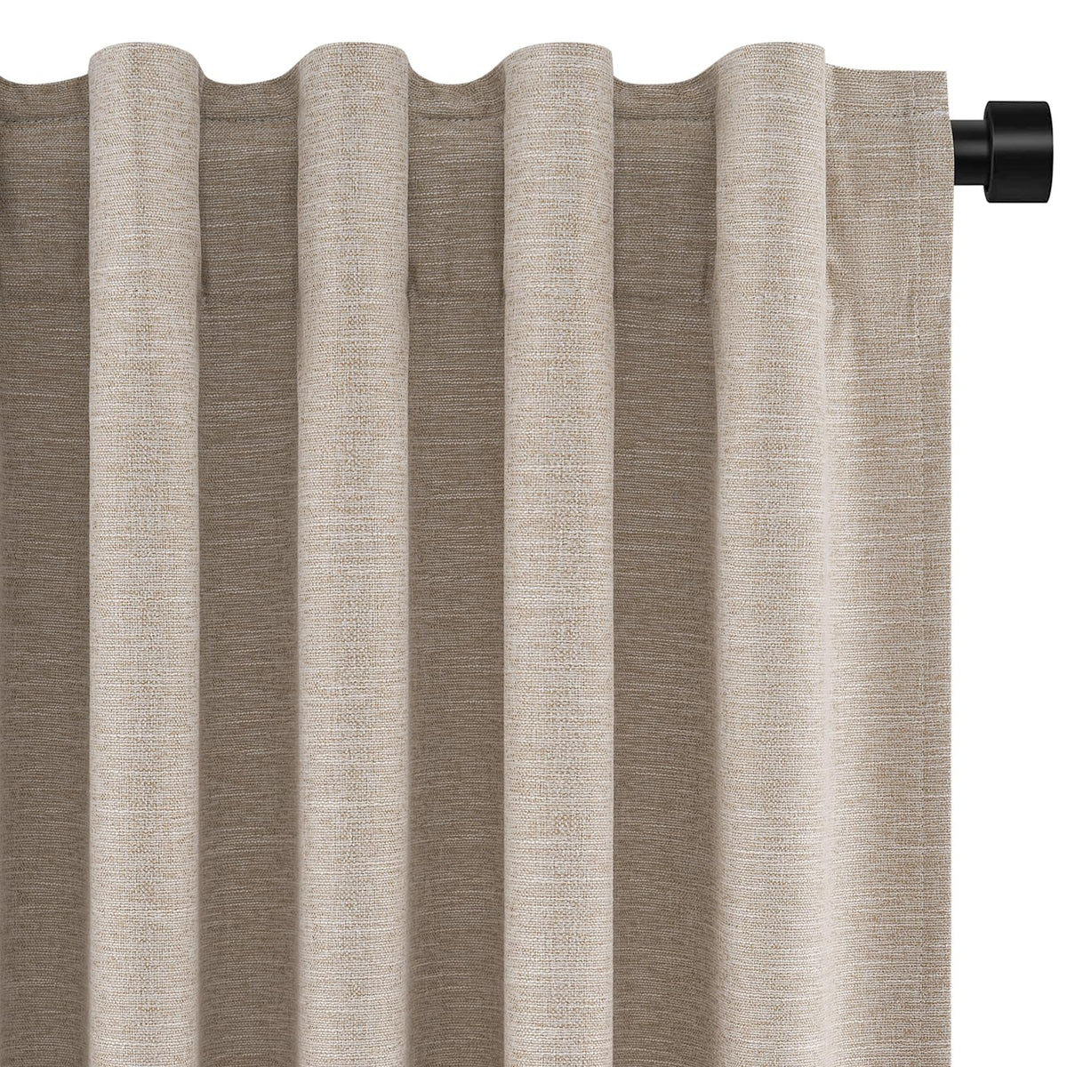 Topfinel Cream Ivory Blackout Curtains & Drapes 84 Inch Length, Beige Pinch Pleat Full Blackout Flax Linen Tab Top Soundproof Curtains with Hooks Rings for Bedroom Living Room Track 2 Panels Set
