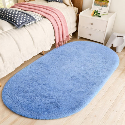 LOCHAS Bedroom Rug 2.6' x 5.3', Grey Fluffy Shaggy Area Rug for Kids Room