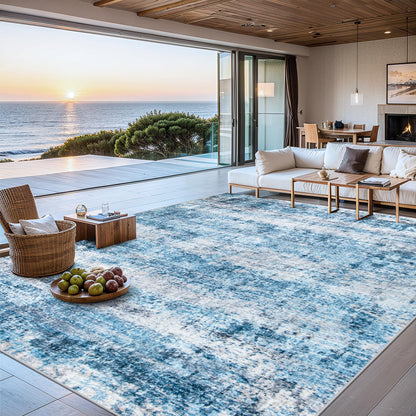 PLHXFR 8x10 Area Rug Living Room: Modern Abstract Washable Carpet Grey