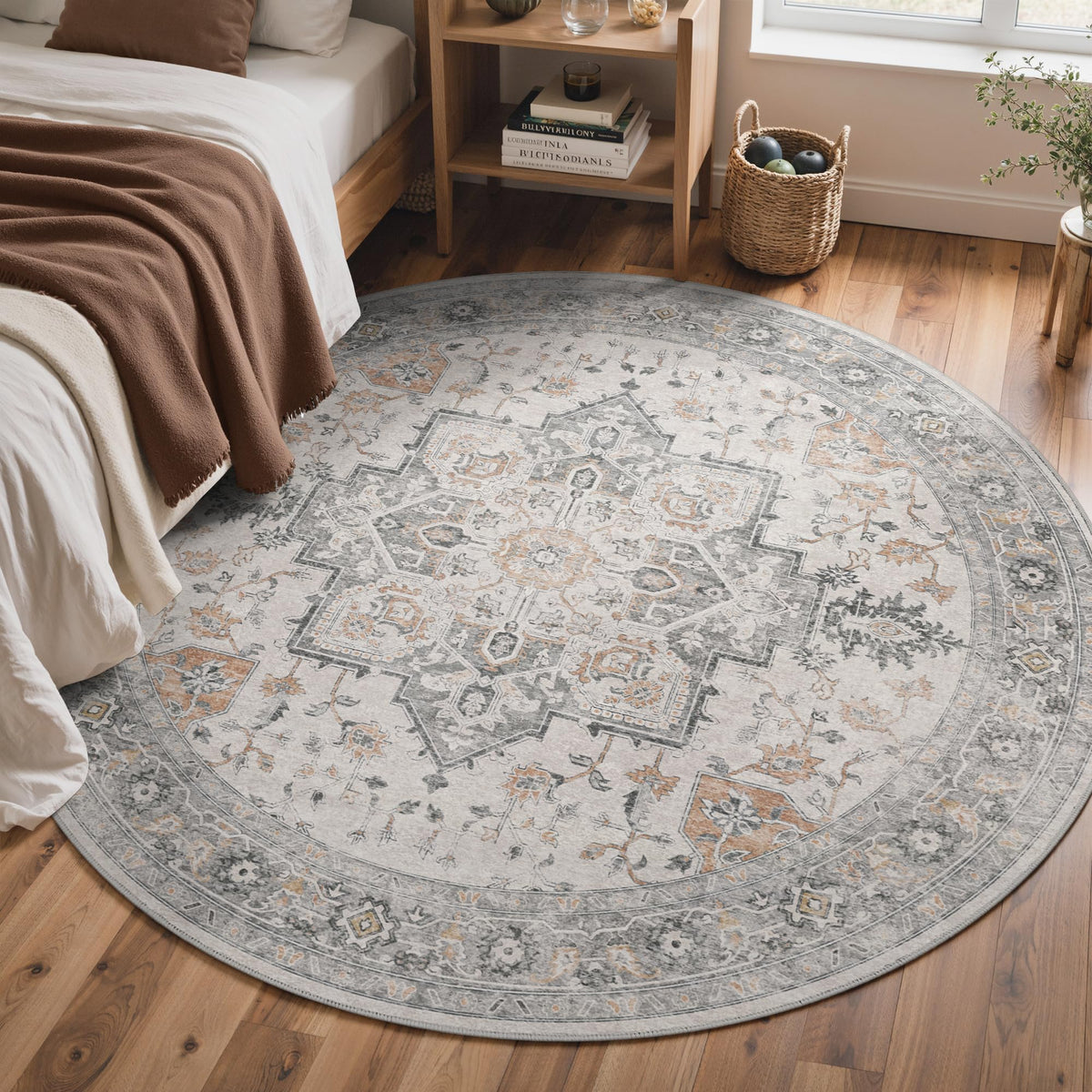 GENIMO 8x10 Washable Area Rugs for Living Room, Non Slip, Taupe Brown