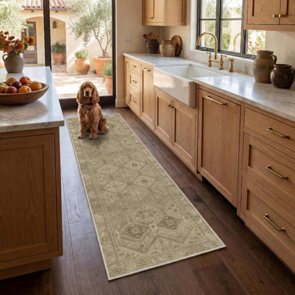 GENIMO 8x10 Washable Area Rugs for Living Room, Non Slip, Taupe Brown