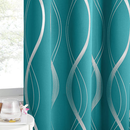 NICETOWN Grey Blackout Striped Pattern Curtains for Living Room, 52 x 84
