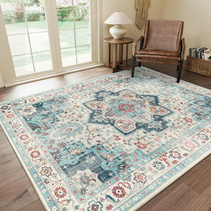 GENIMO 8x10 Washable Area Rugs for Living Room, Non Slip, Taupe Brown