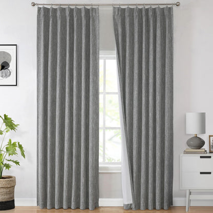 Vision Home Sand Pinch Pleated Full Blackout Curtains Linen Blended Room Darkening Window Curtains 95 inch for Living Room Bedroom Thermal Insulated Pinch Pleat Drapes with Hooks 2 Panel 40" Wx95 L