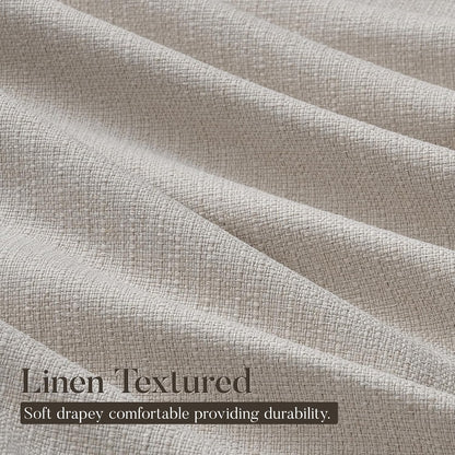 Natural Ivory 100% Blackout Grommet Linen Curtains 90 Inch Long 2 Panels