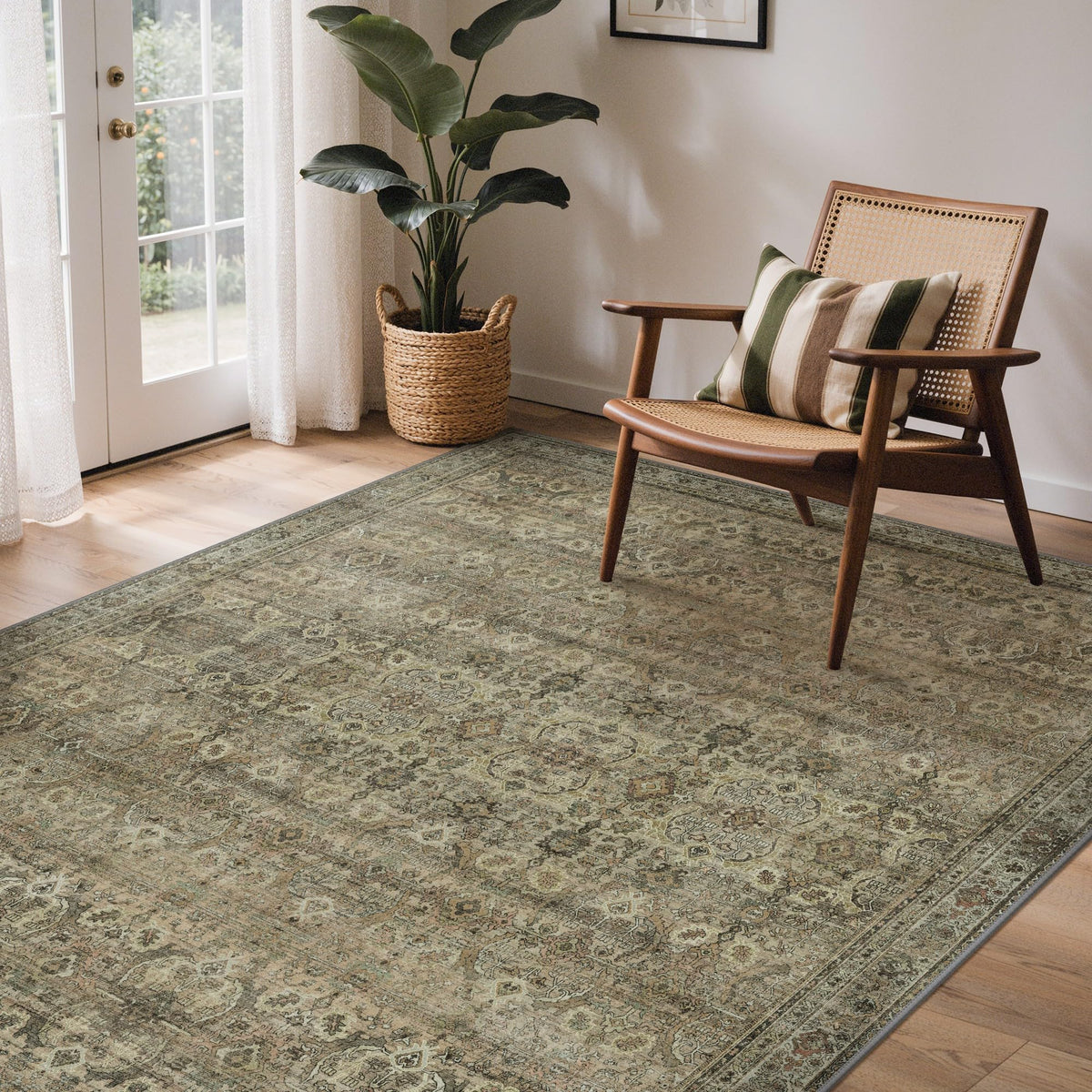 GENIMO 8x10 Washable Area Rugs for Living Room, Non Slip, Taupe Brown