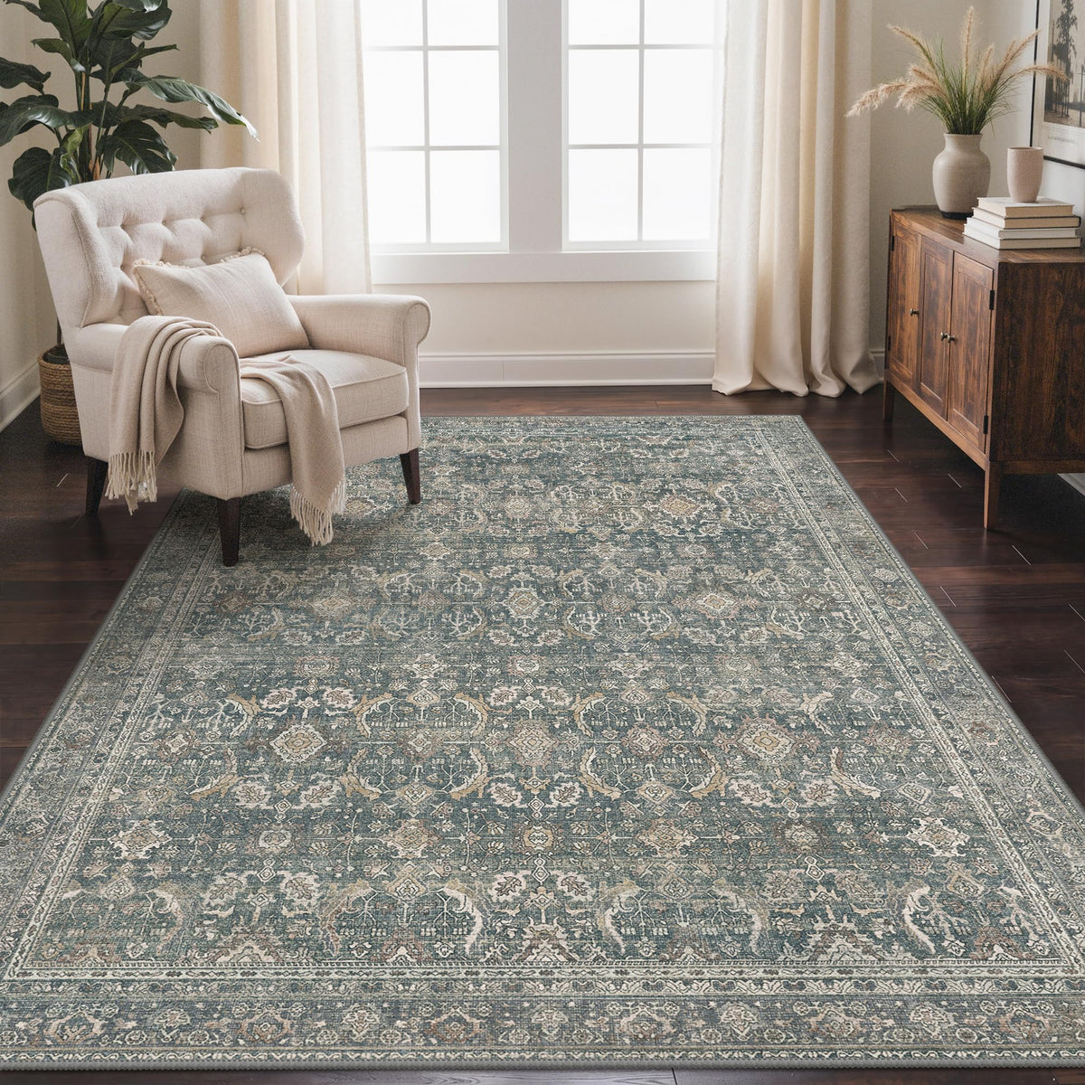 GENIMO 8x10 Washable Area Rugs for Living Room, Non Slip, Taupe Brown