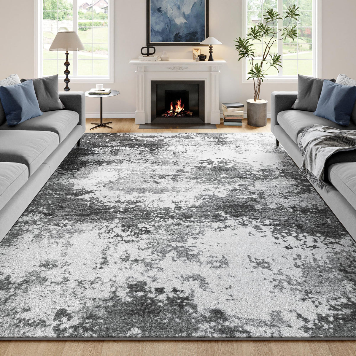Black Washable Rug 5x7 Area Rugs for Living Room Bedroom Carpet