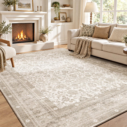 OPPODREAM Vintage Blue Area Rugs 5x7, Washable Rug for Living Room