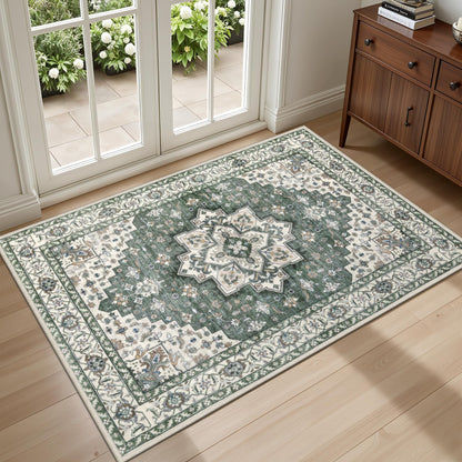 5x7 Area Rugs Living Room: Washable Vintage Rug for Bedroom Beige