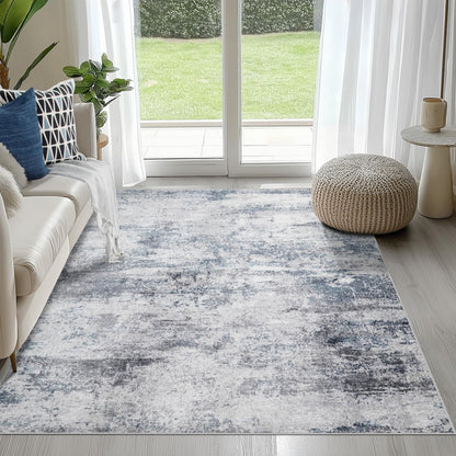 8x10 Area Rugs for Living Room Washable Bedroom Dining Room Blue Grey