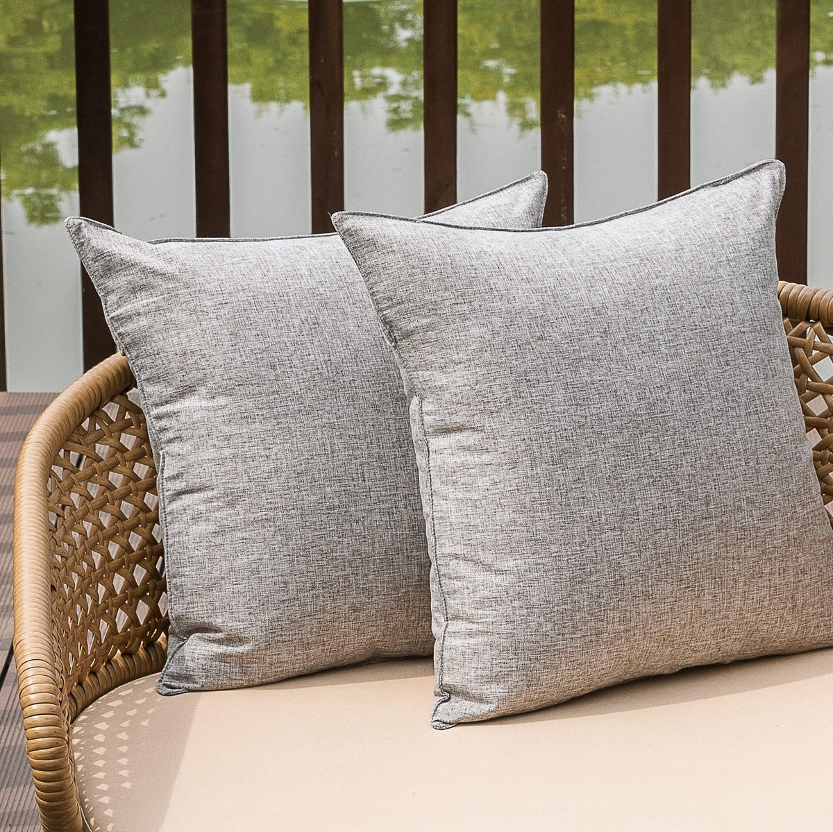 NiNi ALL Waterproof Outdoor Pillow Covers 18x18 Set of 2 Patio Black