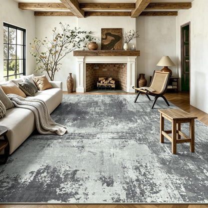8x10 Rugs for Living Room - Modern Abstract Low Pile Washable Rug, Ultra Soft Non Slip Large Rugs, Floor Carpet for Bedroom Dining Room Office Laundry Nursery Home(Brown)