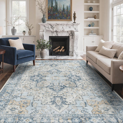 GENIMO 8x10 Washable Area Rugs for Living Room, Non Slip, Taupe Brown