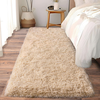 Ultra Soft Runner Rugs for Bedroom Hallways with Upgraded Non-Slip Rubber Backing & Thick Memory Sponge, 2x6 Feet Fluffy Shag Throw Area Rug for Bedside Dorm Dark Grey