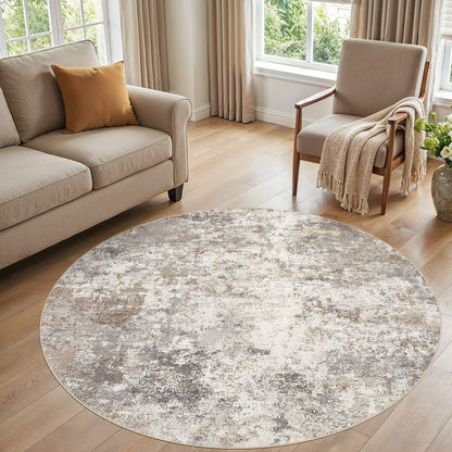 UERMEI 8x10 Area Rug Living Room Rugs - Washable Neutral Modern Abstract Soft Thin Large Rug Indoor Floor No Slip Rug Carpet for Bedroom Under Dining Table Home Office Decor - Brown Grey