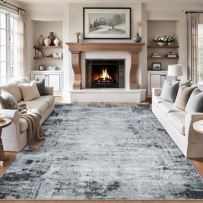 PLHXFR 8x10 Area Rug Living Room: Modern Abstract Washable Carpet Grey