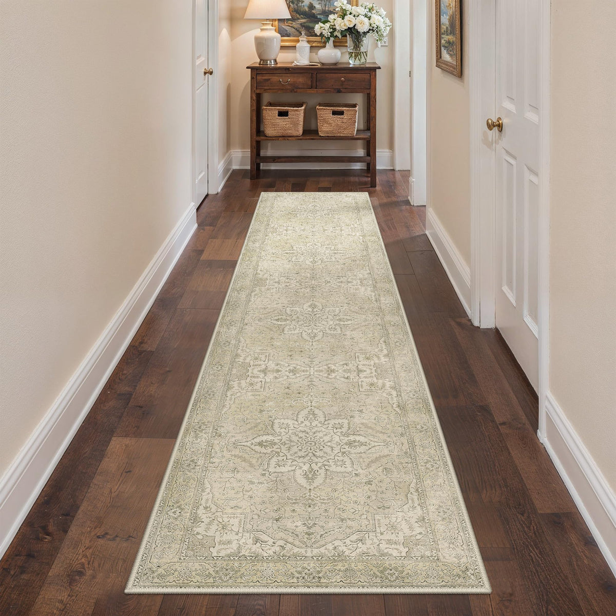 GENIMO 8x10 Washable Area Rugs for Living Room, Non Slip, Taupe Brown