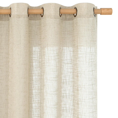 LAMIT Cream Ivory Linen Semi Sheer Curtains 84 inch Length for Bedroom