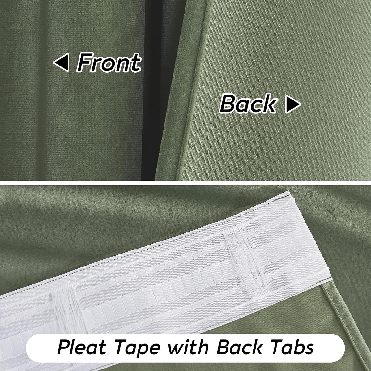 RYB HOME Sage Green Velvet Curtains 84 inches for Bedroom Living Room