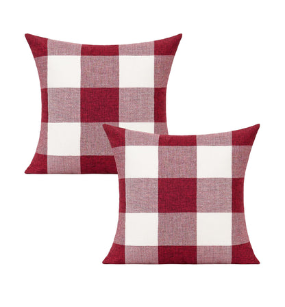 VAKADO Outdoor Plaid Throw Pillow Covers 18x18 Set of 2, Black & White