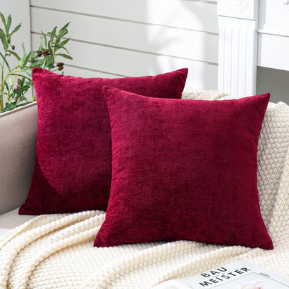 GAWAMAY Lumbar Support Pillow Decorative Rectangle Throw Pillow Covers 12"x20" Inch Set of 2, Soft Chenille Fall Pillowcase for Living Room Bedroom Sofa Couch Cushion Cover Grey 30x50cm (No Insert)