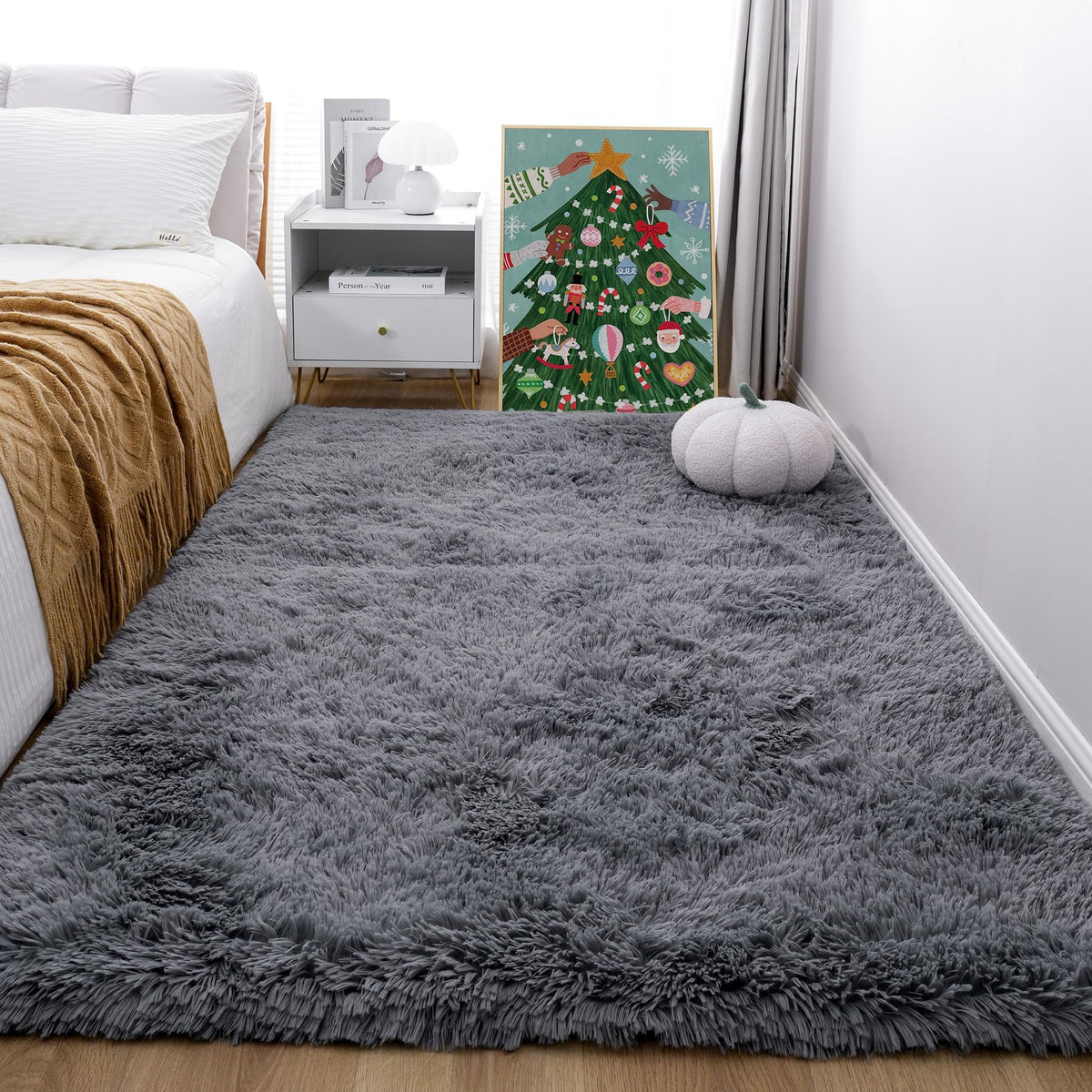 Pink Fluffy 4x6 Area Rugs for Bedroom Girls, Plush Washable Carpet