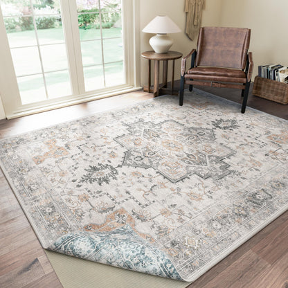 GENIMO 8x10 Washable Area Rugs for Living Room, Non Slip, Taupe Brown