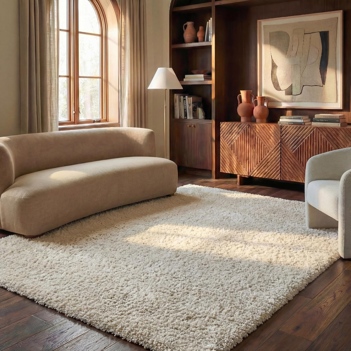 SAFAVIEH Milan Shag Collection 8'6" x 12' Ivory SG180 Solid Non-Shedding Living Room Bedroom Dining Room Entryway Plush 2-inch Thick Area Rug