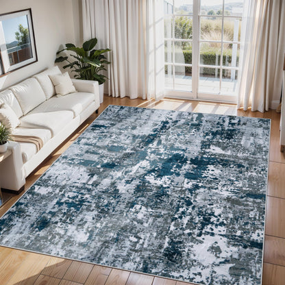 8x10 Area Rugs for Living Room Washable Bedroom Dining Room Blue Grey