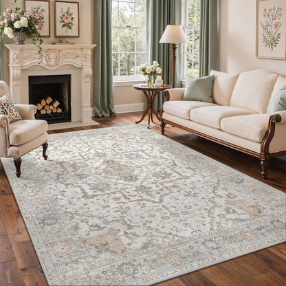 GENIMO 8x10 Washable Area Rugs for Living Room, Non Slip, Taupe Brown