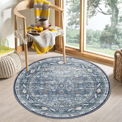 OPPODREAM Vintage Blue Area Rugs 5x7, Washable Rug for Living Room