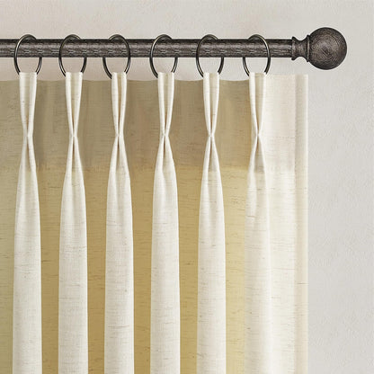 Topfinel Oatmeal Beige Pinch Pleated Curtains 84 Inches Long for Living Room 2 Panels Sets,Stone Washed Linen Earth Tone Decor Back Tab Boho Neutral Greige Earthy Sheer Curtain for Bedroom