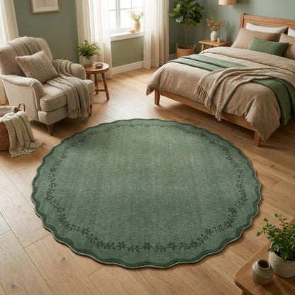 GarveeHome 5x7 Scalloped Area Rug Jute Washable Bedroom Living Room Rug