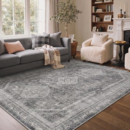 GENIMO 8x10 Washable Area Rugs for Living Room, Non Slip, Taupe Brown