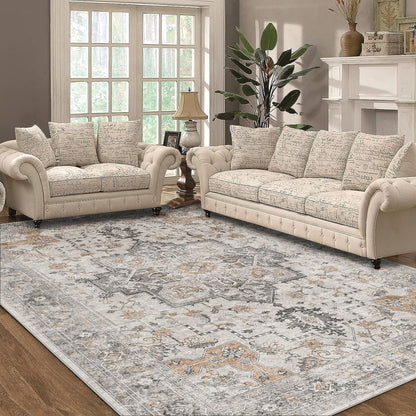 GENIMO 8x10 Washable Area Rugs for Living Room, Non Slip, Taupe Brown