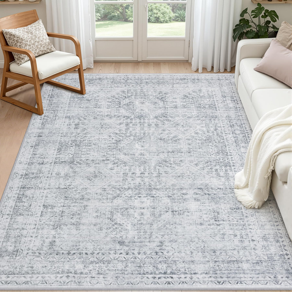 8x10 Area Rugs Living Room: Bedroom Neutral Washable Carpet Beige