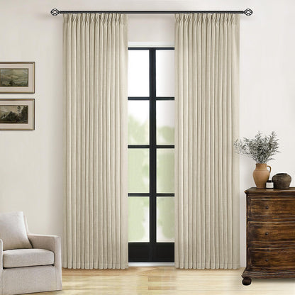 TWODRAPES Natural Pinch Pleated Linen Semi Sheer 84 Inch Curtains 2 Panels