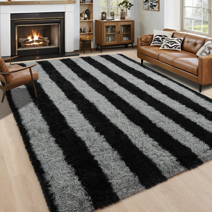 Noahas 2x6 Black Fluffy Soft Runner Rug Non-Slip for Bedroom Dorm Hallway