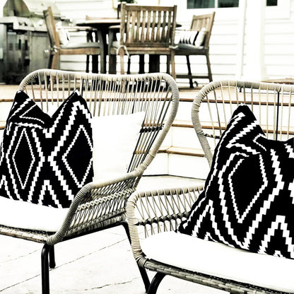 Outdoor Pillow Cover Waterproof Set of 2, Black and White Geometric Throw Pillows Cover for Patio Furniture, Outdoor Pillow Covers for Couch, Black (Black&White-01, 18" x 18" Pack of 2)
