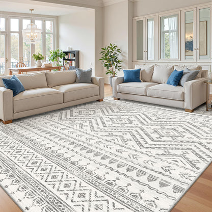 Miukiki 8x10 Area Rug for Living Room, Washable Soft Non Slip Rug Grey