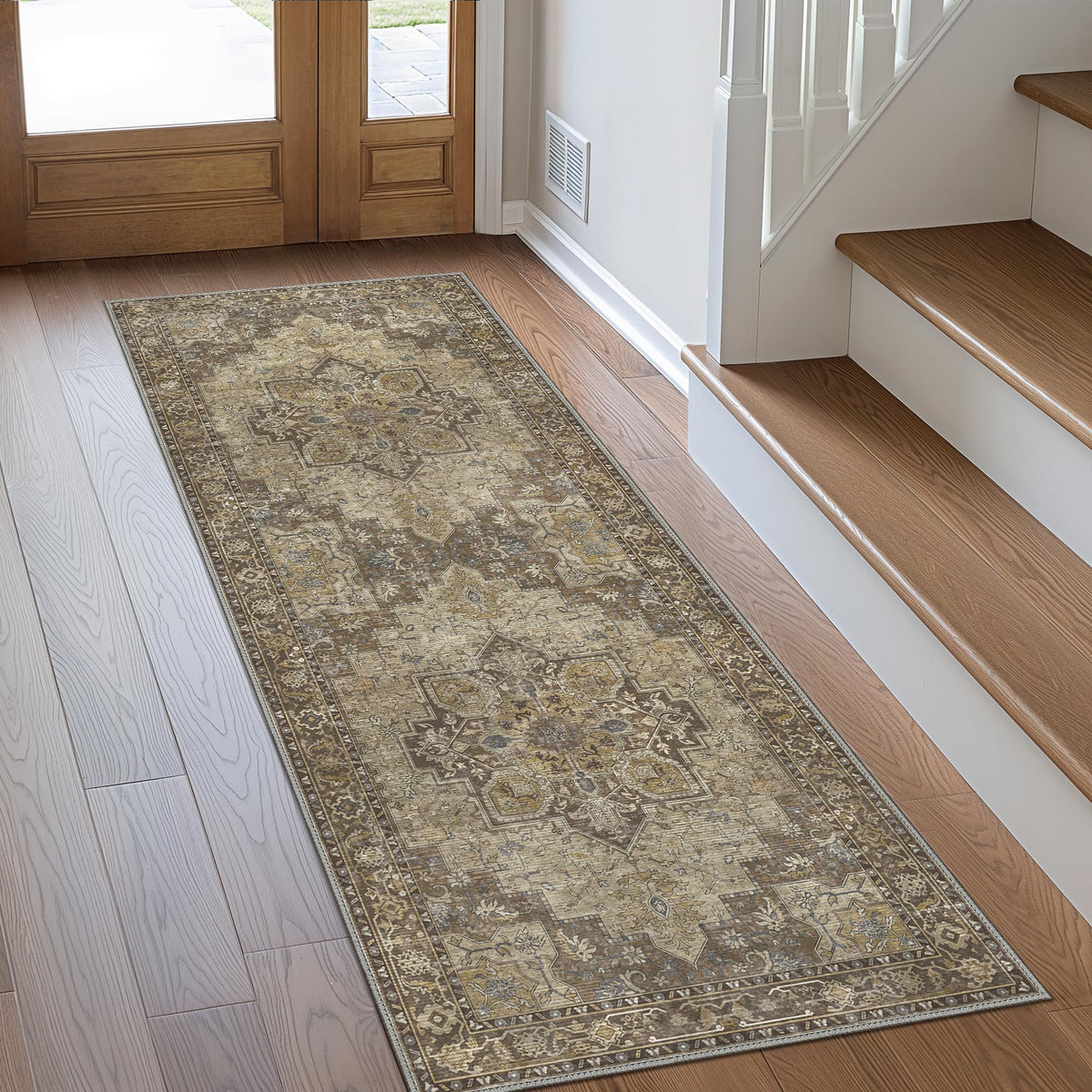 GENIMO 8x10 Washable Area Rugs for Living Room, Non Slip, Taupe Brown