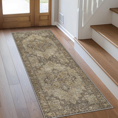 GENIMO 8x10 Washable Area Rugs for Living Room, Non Slip, Taupe Brown