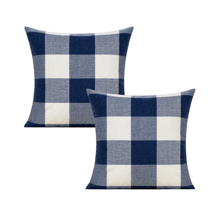 VAKADO Outdoor Plaid Throw Pillow Covers 18x18 Set of 2, Black & White