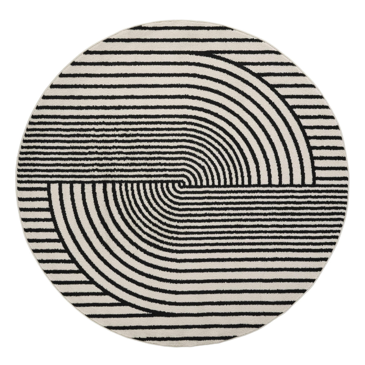 Abani Nuevo Collection Area Rug - Mid-Century Black and White Arch Knot Design - 4' x 6' - for Living Room, Bedroom & Office