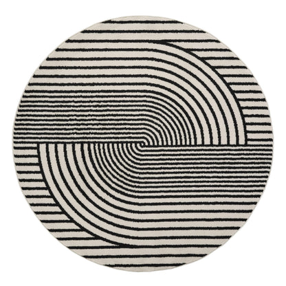 Abani Nuevo Collection Area Rug - Mid-Century Black and White Arch Knot Design - 4' x 6' - for Living Room, Bedroom & Office
