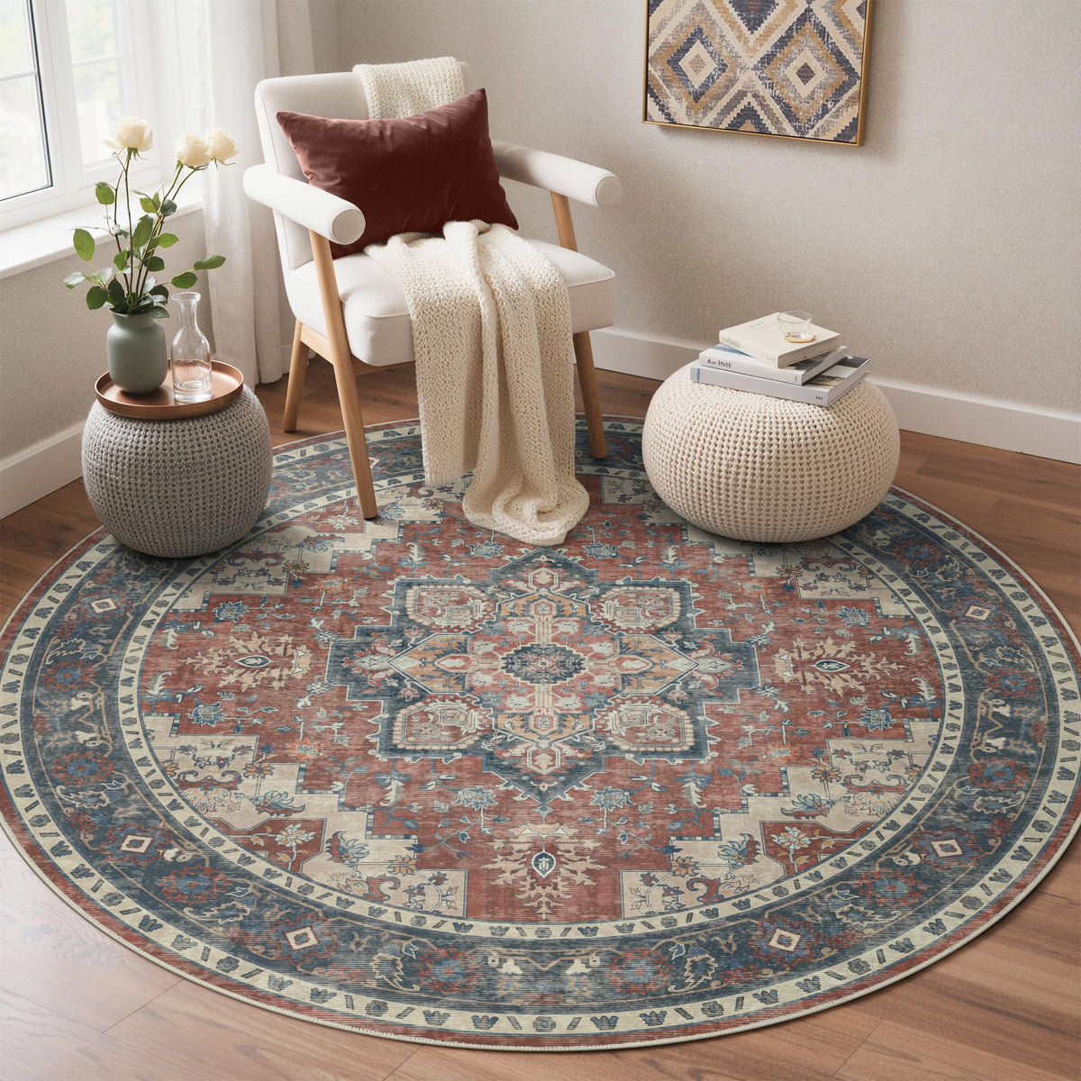 GENIMO 8x10 Washable Area Rugs for Living Room, Non Slip, Taupe Brown