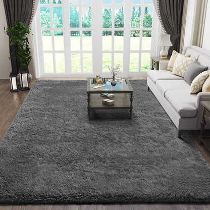 Ophanie Area Rugs for Living Room Bedroom, Washable Non-Slip Fluffy Soft Grey Shag Carpet, Indoor Floor Gray 4x6 Fuzzy Shaggy Living Room Plush Rug for Kids Home Dorm Decor Aesthetic
