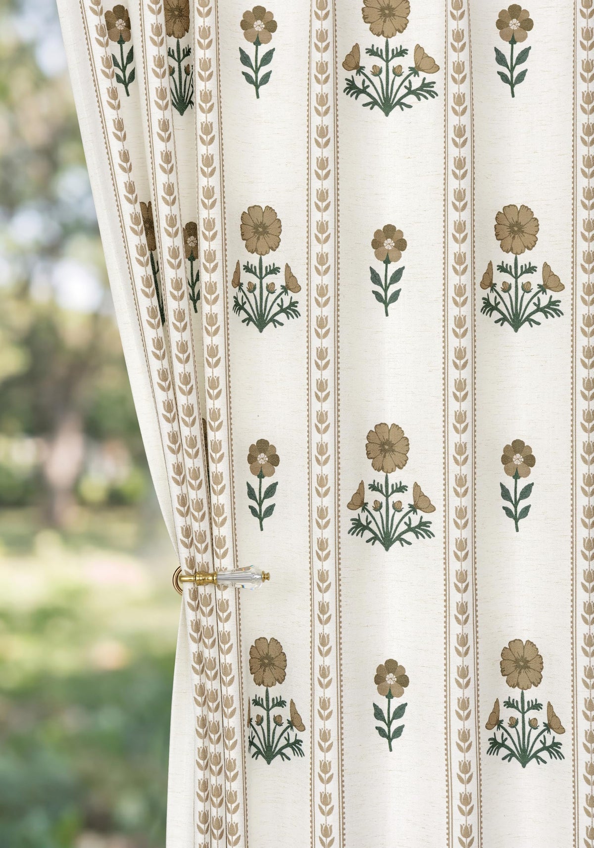 Pinch Pleated Curtains for Living Room Bedroom Dining Room - 72 Inches Light Filtering Floral Curtains Luxury Linen Drapes Farmhouse Window Curtains with Hooks - 2 Panels Set, 40" W x 72" L